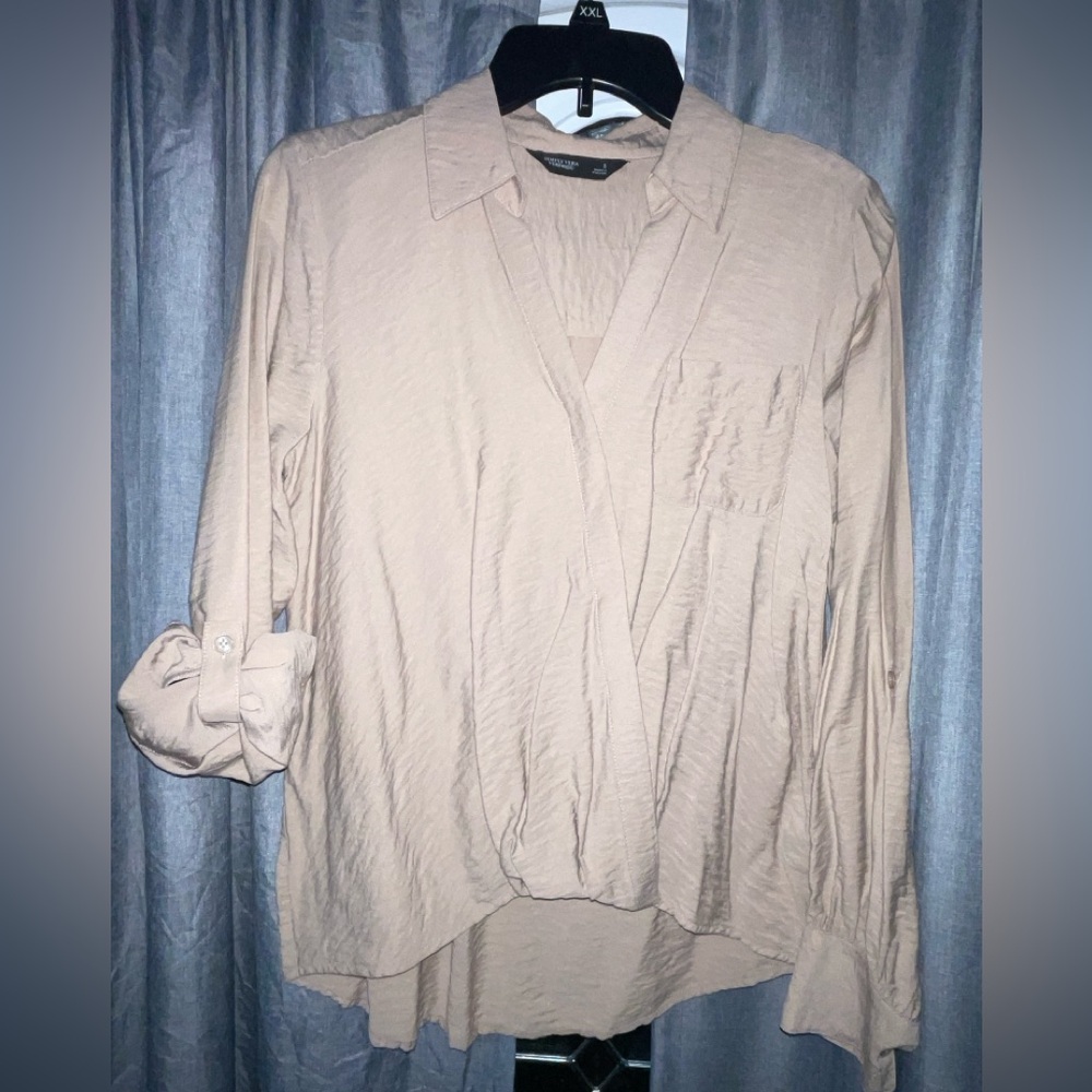 Simply Vera Vera Wang Beige V-Neck Blouse